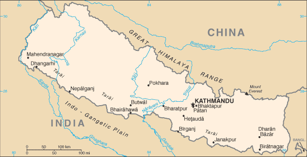 villes carte du nepal